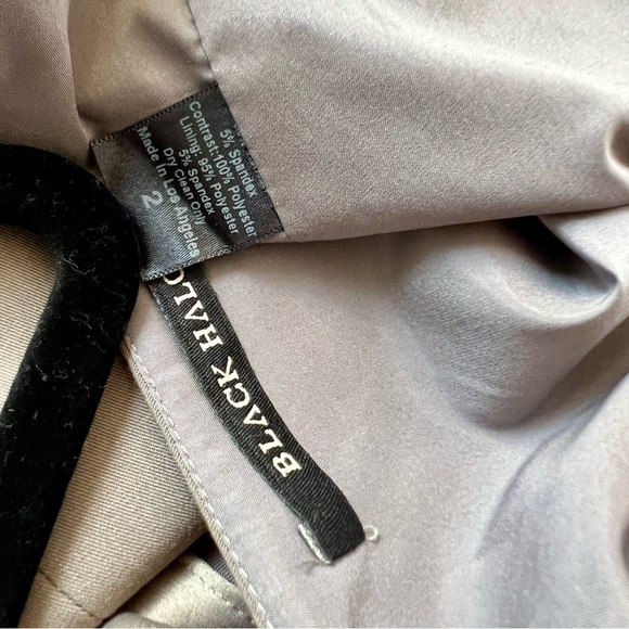 Black Halo Nude Tan Cowl Neck Sleeveless Mini Sheath Dress Draped Size 2 Bodycon - Picture 6 of 7